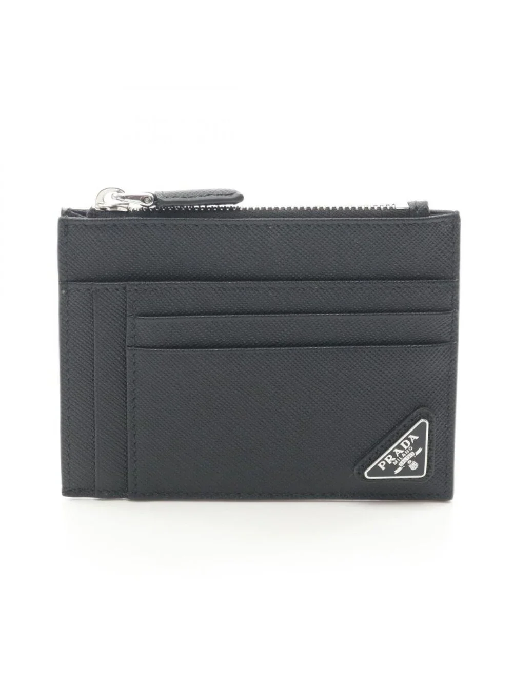 Prada Coin Purse Saffiano Triangle Card Slot Leather New